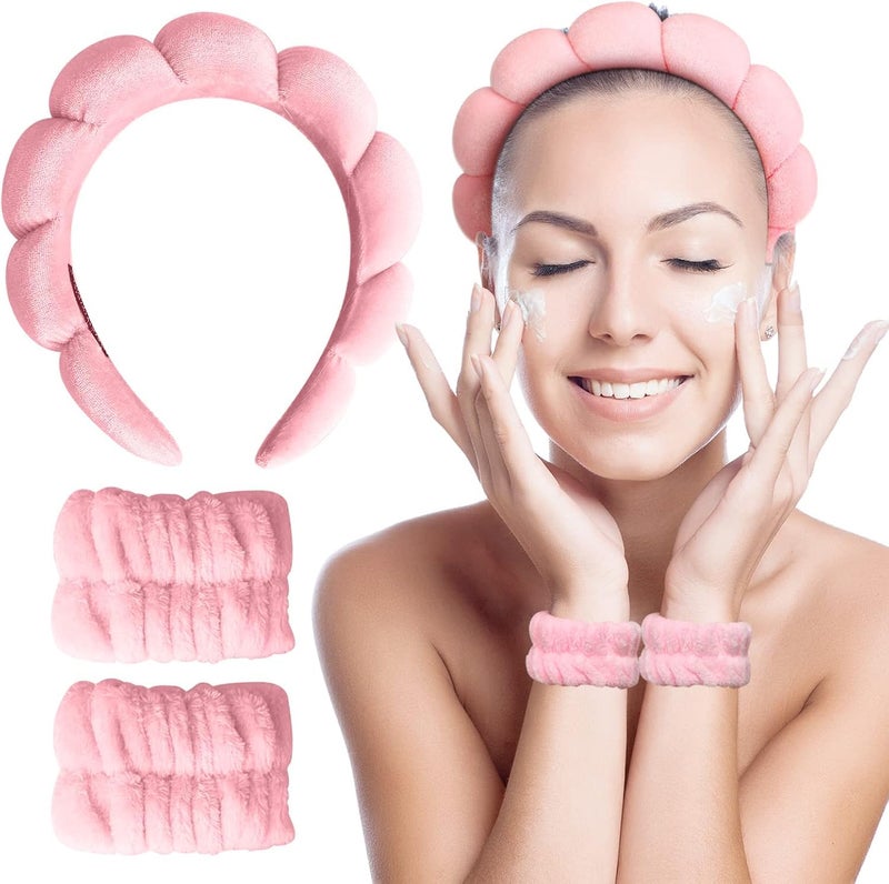 INSIME Facial Spa Headband for Women | Stylish Makeup and Face Wash Hair Band With Wrist Towel | Beauty Skincare Hairband, 1 count (Pack of 1) - Image 1