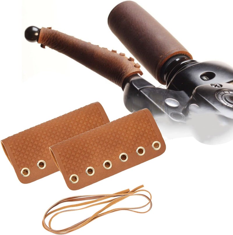 Motorcycle Hand Grip Cover, Universal Anti Slip Handlebar Grip Wrap with Retro Style, Fiber Simulated Leather Throttle Brake Clutch Cover for Most Motorcycles - Image 4