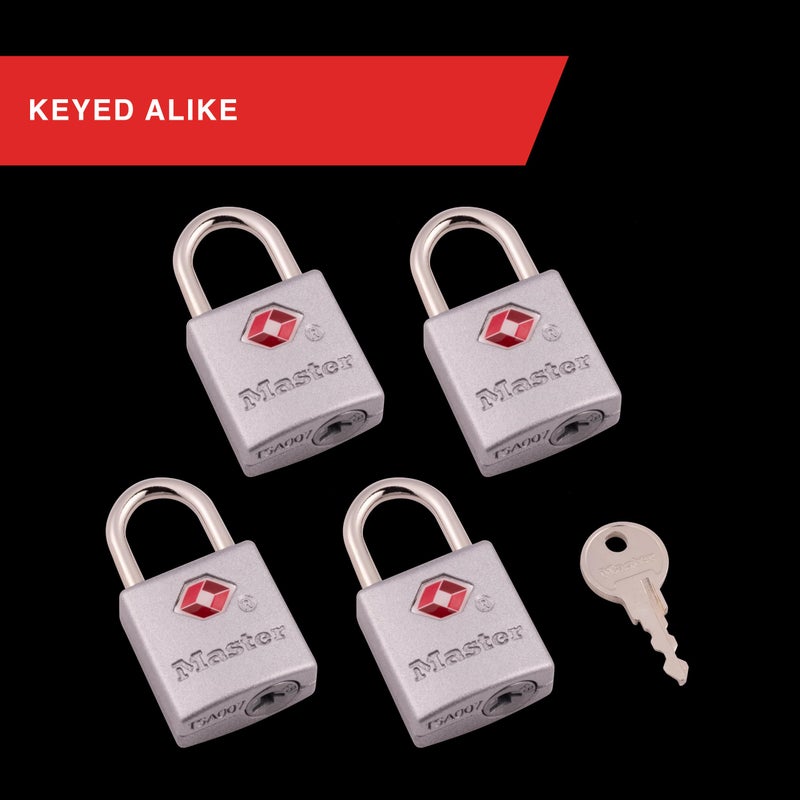 Master Lock Master Lock TSA-Accepted Luggage Lock, 7/8 in. Wide, 4683Q (Pack of 4) Keyed Padlock, 4 Pack, Brass  - Image 5