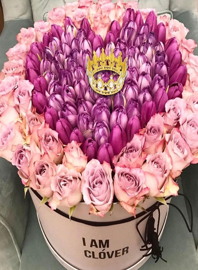 YARIEW Small Gold Crown for Little Girls Flower Bouquets Accessories Rhinestones Wedding Cake Topper Birthday Crown for Kids Cake Decorations Bridal Costume Hair Accessories Gifts - Image 5