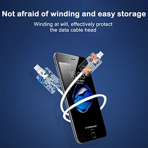 CameCosy Cute Floral Cable Protector for iPhone Charger Red Rose Wild Flower Bouquet Butterfly Cherry Blossoms Pattern 4 pcs Set Charging Cord Phone Saver - Image 4