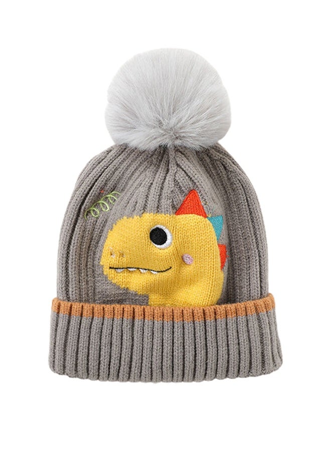 LITTLE SURPRISE BOX Grey Dino Kids Winter Cap & Neck Muffler Set - Image 2