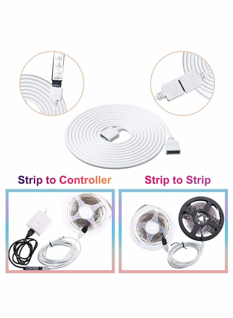 Excefore 6 Pieces 4 Pin RGB Extension Cable LED Strip Connector Cord Wire Solderless Strip Jumper Cables Kit with 12 Pieces Pin Connector for 5050 3528 RGB LED Strip Light (White,1.6 FT, 3.3 FT, 6.6 FT) - Image 2