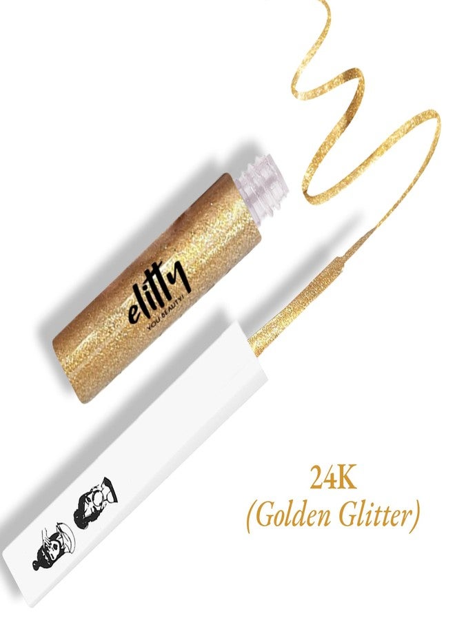 Elitty Waterproof Eyeliner - 4g Golden Colour With Intense Glitter Finish | Smudge Proof, Long Lasting Liquid Liner For Eye Makeup | Quick Drying Formula With Fine Tip For Smooth, Precise Application - Image 2