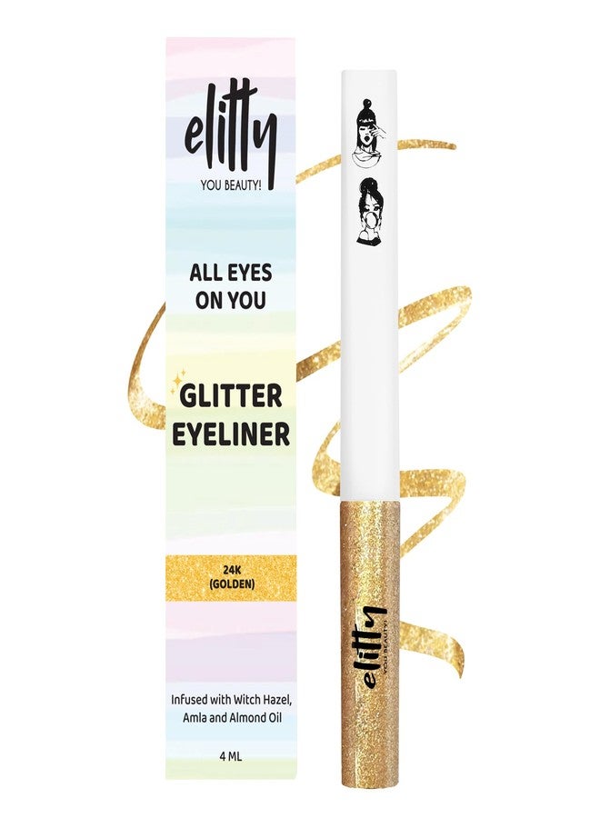 Elitty Waterproof Eyeliner - 4g Golden Colour With Intense Glitter Finish | Smudge Proof, Long Lasting Liquid Liner For Eye Makeup | Quick Drying Formula With Fine Tip For Smooth, Precise Application - Image 1