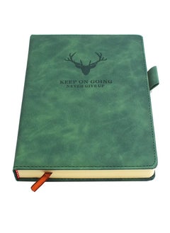 Tanyaz A5 Leather Ruled Notebook,360 Pages Super Thick Wax Sense Leather Business Office Daily Work Student Notebook with Pen Loop, Bookmark for Office Home School Business Writing & Note Taking（Green）  - Image 4