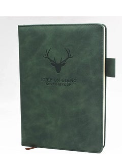 Tanyaz A5 Leather Ruled Notebook,360 Pages Super Thick Wax Sense Leather Business Office Daily Work Student Notebook with Pen Loop, Bookmark for Office Home School Business Writing & Note Taking（Green）  - Image 5