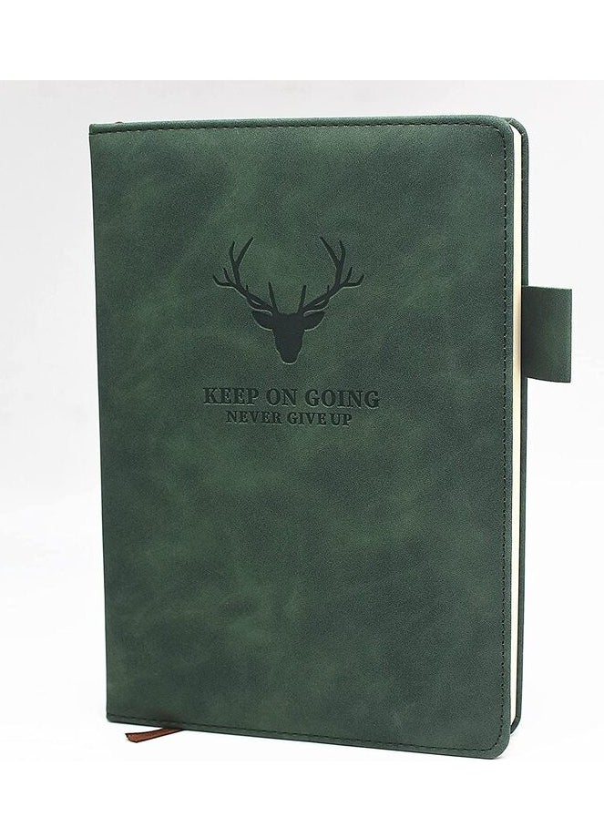 Tanyaz A5 Leather Ruled Notebook,360 Pages Super Thick Wax Sense Leather Business Office Daily Work Student Notebook with Pen Loop, Bookmark for Office Home School Business Writing & Note Taking（Green）  - Image 5