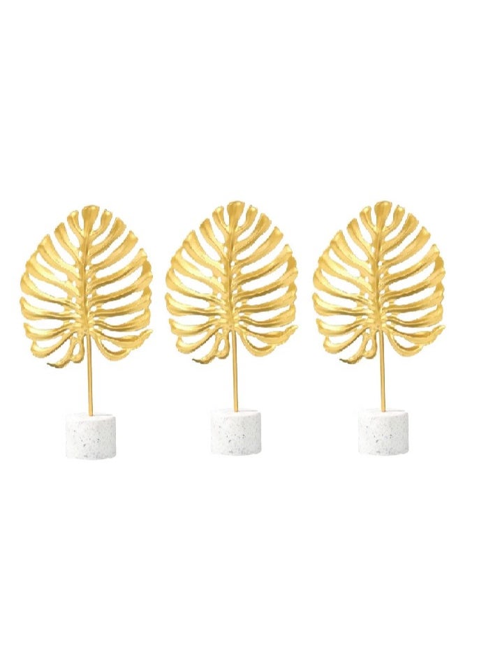 AIWANTO 3Pcs Artificial Decoration Flower Golden Pattern Decoration for Table Home Decor Office Table  - Image 1