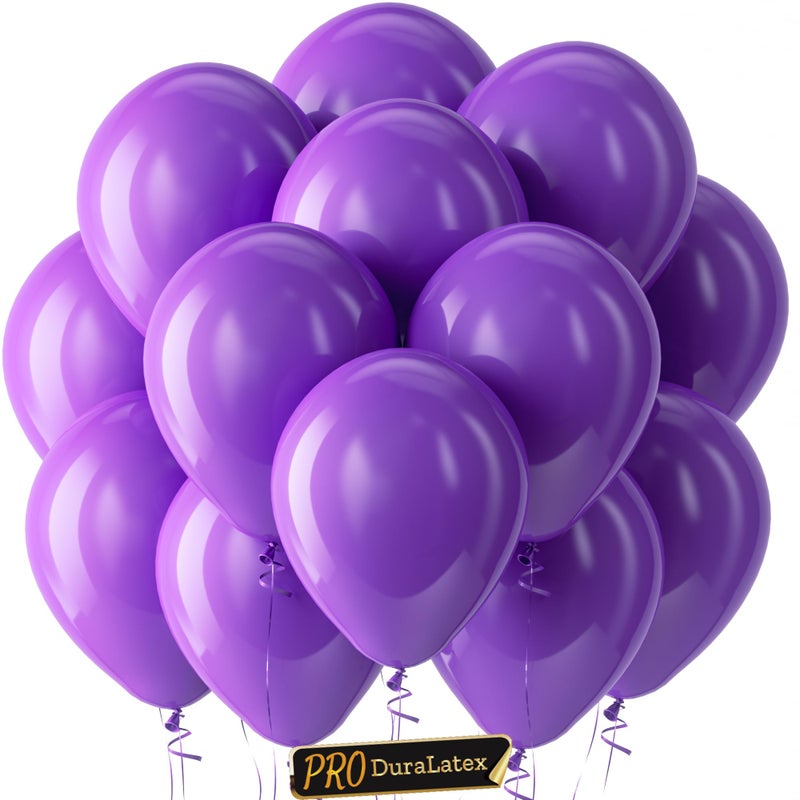 Bezente Pro Duralatex Purple Balloons 100 Pack 12 inch ExtraThick Purple Balloons for LongLasting Professional Party Decorations Large Wedding Graduation Halloween Birthday Party - Image 3