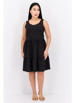 Swiss Alps Women Plain Tired Dress, Black  - Image 4