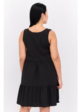 Swiss Alps Women Plain Tired Dress, Black  - Image 3