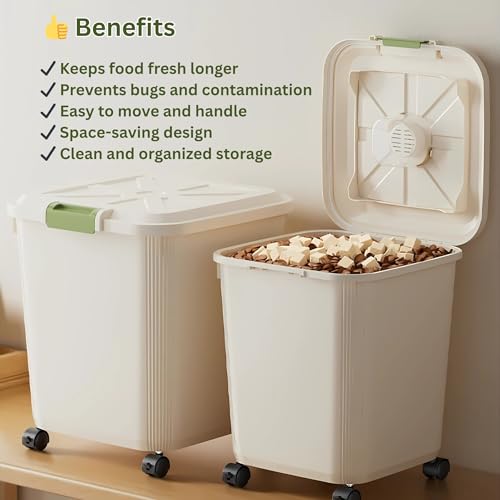 KREPS® Airtight Rice, Grain, Flour Storage With Scoop, Dry Food, Snacks, Sugar, Baking Supplies, BPA Free- Pet Food Storage Container, Dog Cat Birds Food Bin (25KG - X-Large) - Image 4