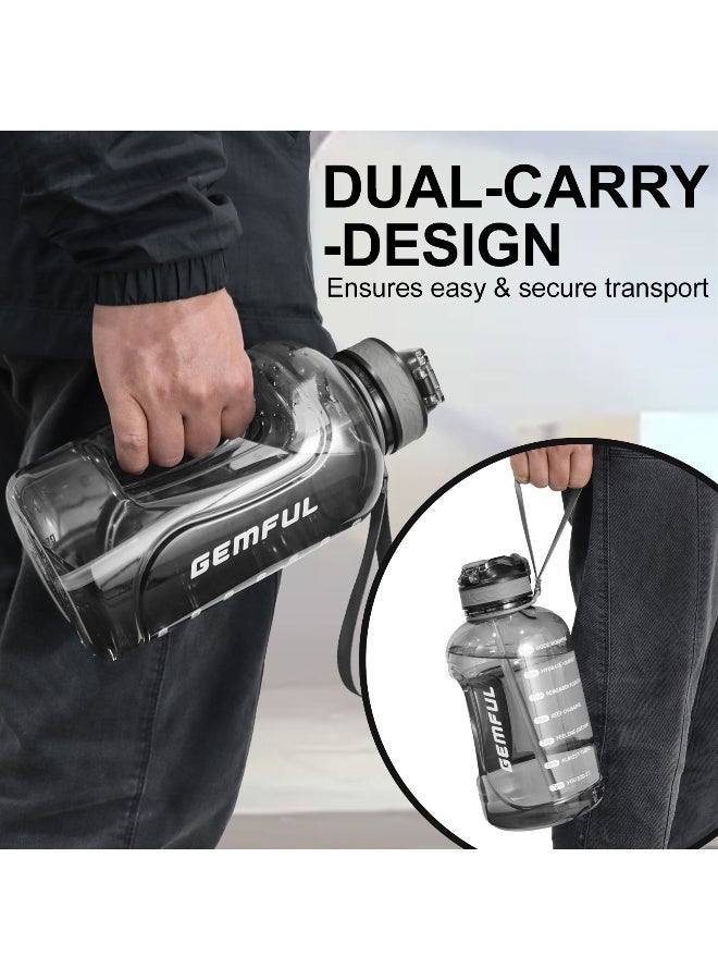 GEMFUL 2L Big Water Bottle with Handle Portable Plastic Jug for Fitness, Travel - Image 3