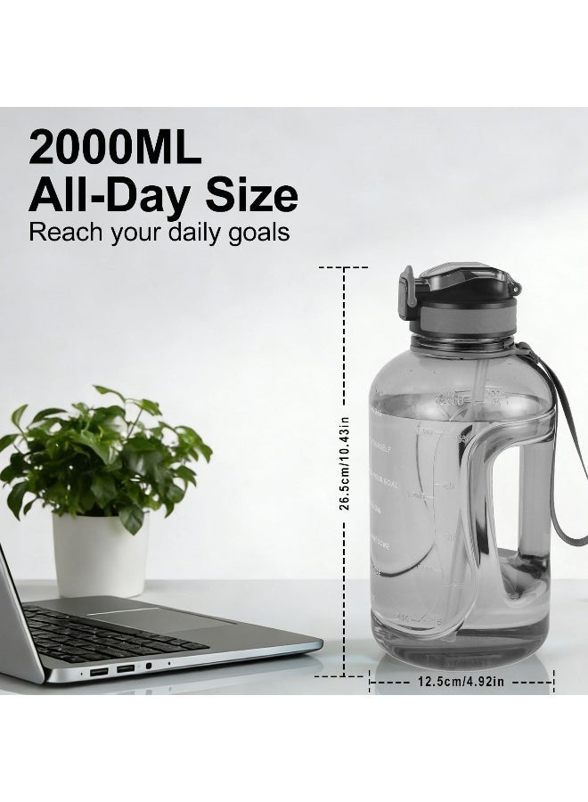 GEMFUL 2L Big Water Bottle with Handle Portable Plastic Jug for Fitness, Travel - Image 5
