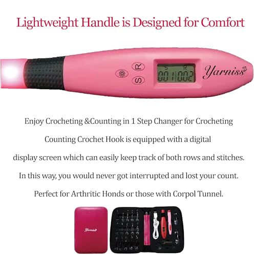 Yarniss 17 Size Counting Crochet Hooks Set, Light Up Crochet Hooks for Stitch & Row Counter - Image 4