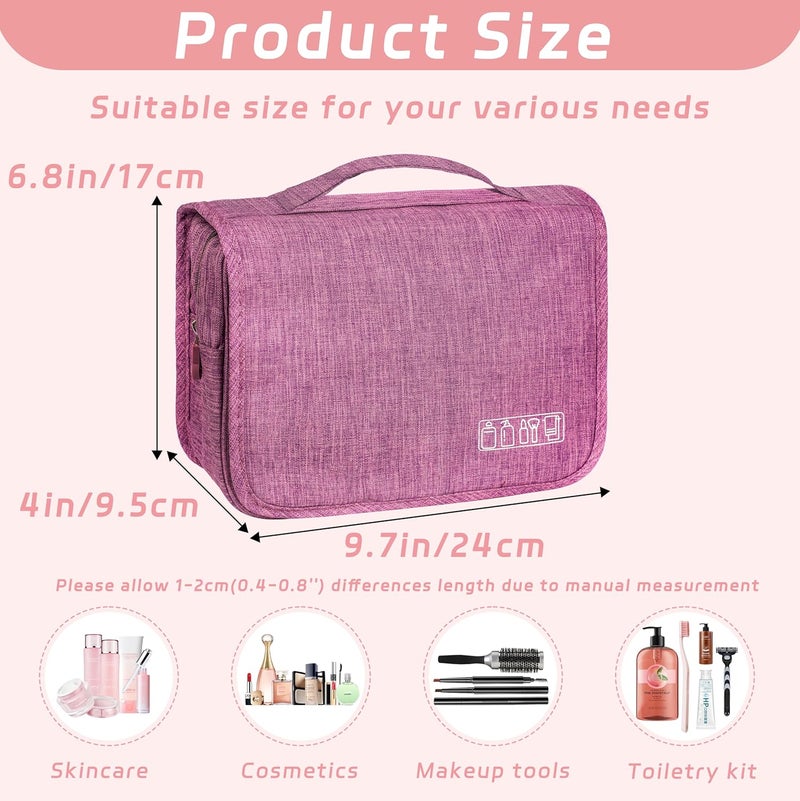 YEMEDA Toiletry Bag Travel Bag with Hanging Hook, Waterproof Capacity Hanging Multifunctional Makeup Bag for Toiletries, Portable Cosmetic Bag Travel Organizer for Women and Men(Purple) - Image 2
