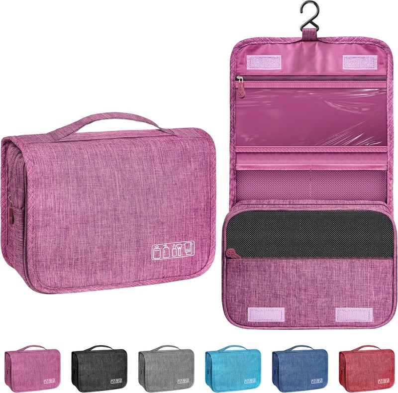 YEMEDA Toiletry Bag Travel Bag with Hanging Hook, Waterproof Capacity Hanging Multifunctional Makeup Bag for Toiletries, Portable Cosmetic Bag Travel Organizer for Women and Men(Purple) - Image 1