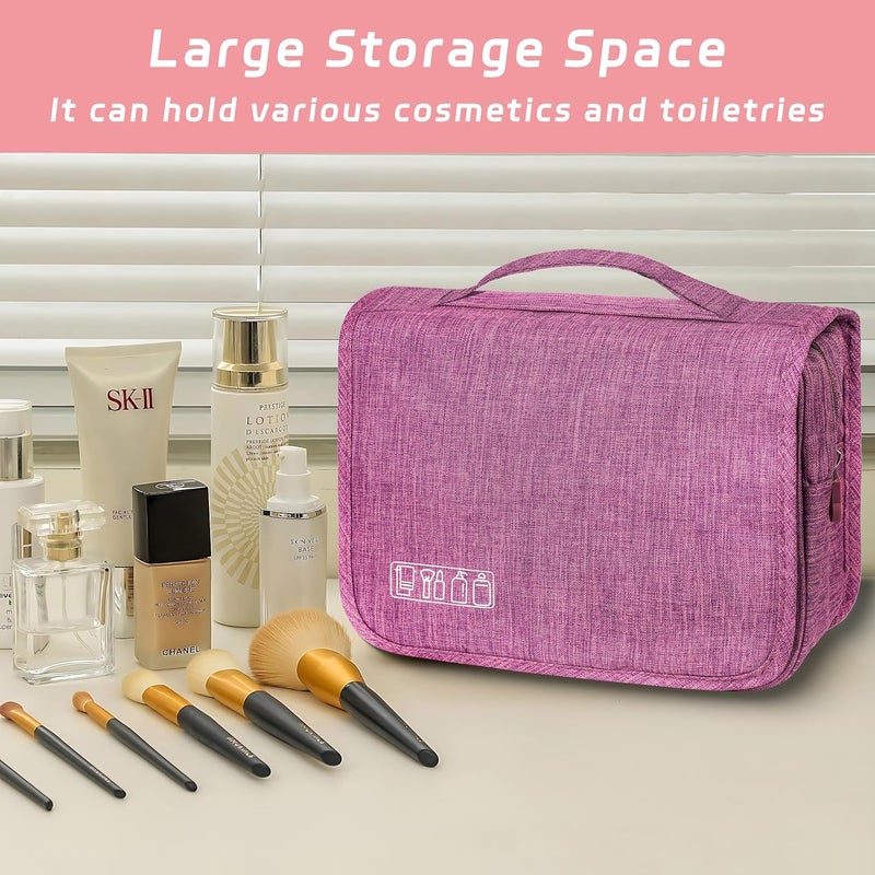 YEMEDA Toiletry Bag Travel Bag with Hanging Hook, Waterproof Capacity Hanging Multifunctional Makeup Bag for Toiletries, Portable Cosmetic Bag Travel Organizer for Women and Men(Purple) - Image 4