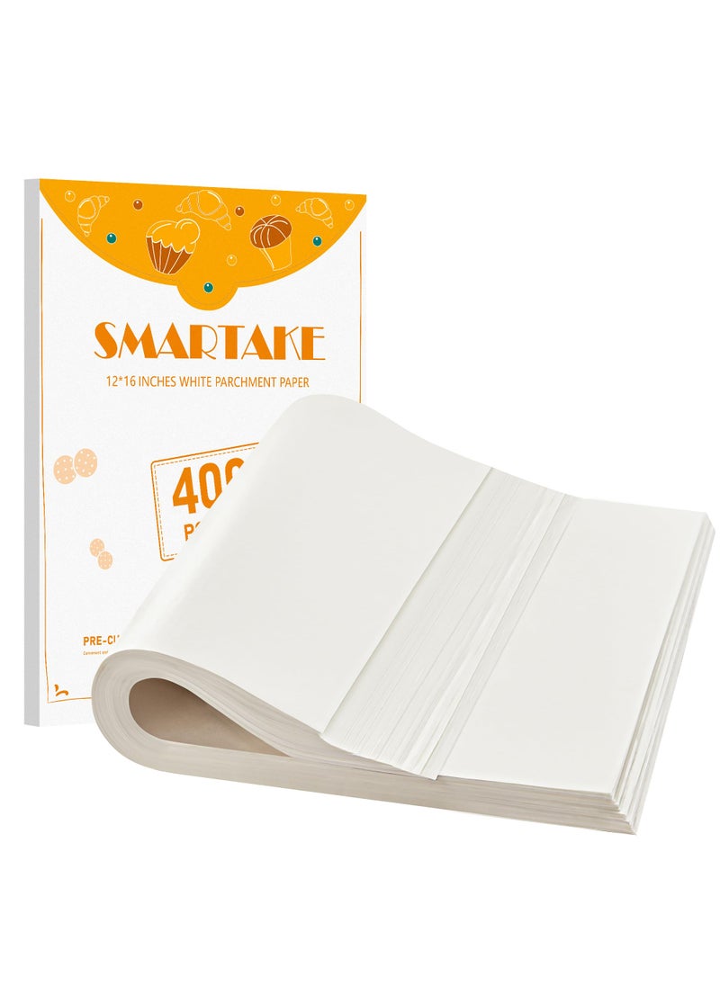 SMARTAKE SMARTAKE 400PCS Parchment Paper Sheets 12 x 16 IN PreCut Baking Parchment NonStick Kitchens Cookie Baking Paper for Oven Grilling Air Fryer Steaming Bread Cake Cookie Meat Pizza White 