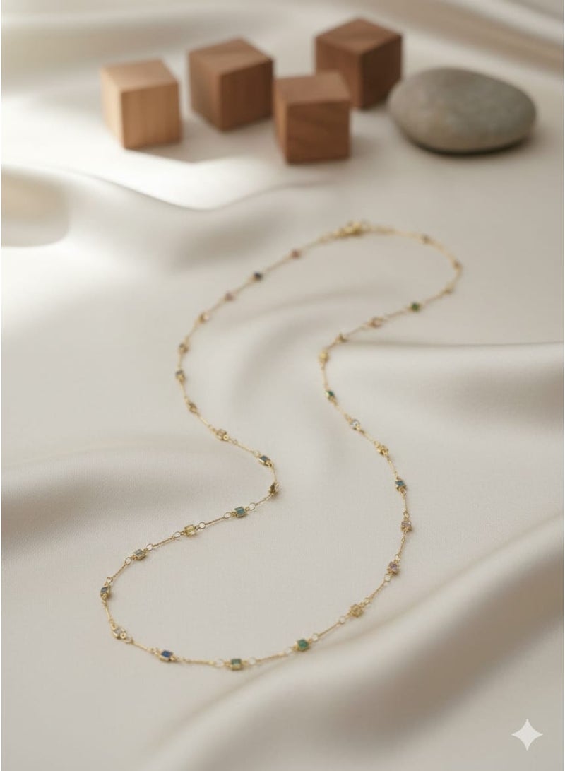 A delicately designed women's necklace with small, colorful stones – a stylish accessory for everyday wear and special occasions. - Image 1
