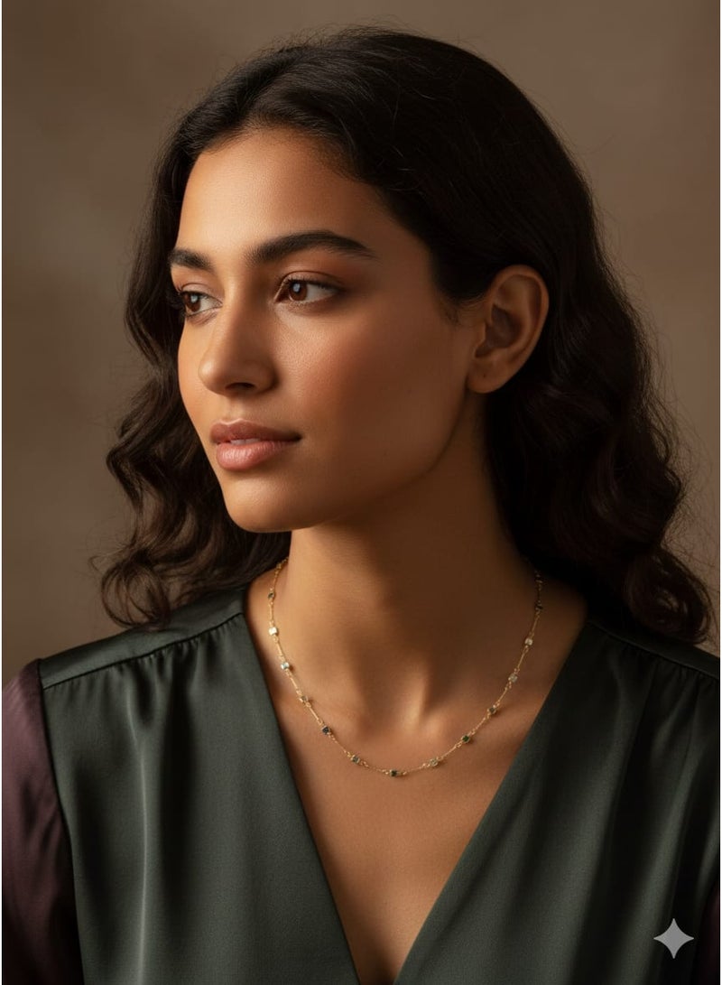 A delicately designed women's necklace with small, colorful stones – a stylish accessory for everyday wear and special occasions. - Image 2