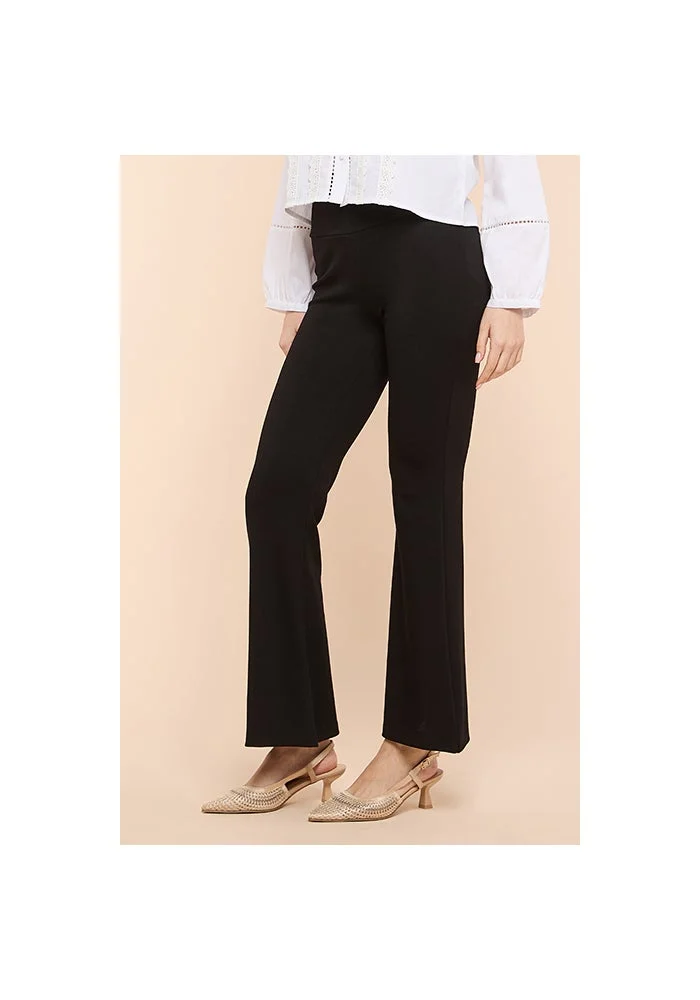 R&b Solid Flared Pants with Elastic Waist