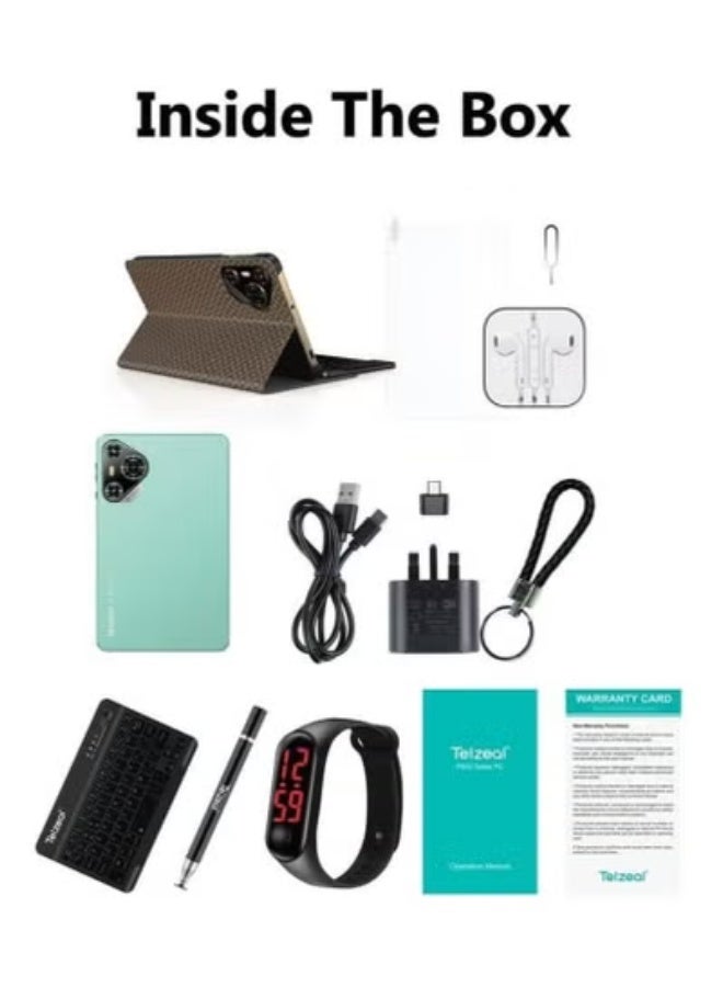 Telzeal P800 Tablet, 8-Inch Android 12, 6GB RAM, 256GB ROM, Dual SIM 4G LTE + 5G Wi-Fi, 5000mAh Battery, Dual Camera, Wireless Keyboard Bundle, Slim High-Performance Tablet – Green - Image 3