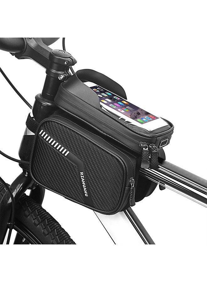 Generic Waterproof Bicycle Frame Bag Double Pouch Bike Top Tube Bag MTB Mountain Bike Cycling Pannier Bag Touchscreen Phone Case - Image 1