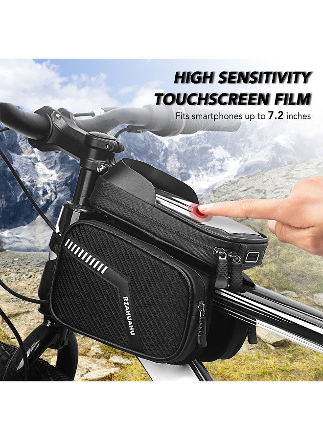 Generic Waterproof Bicycle Frame Bag Double Pouch Bike Top Tube Bag MTB Mountain Bike Cycling Pannier Bag Touchscreen Phone Case - Image 3
