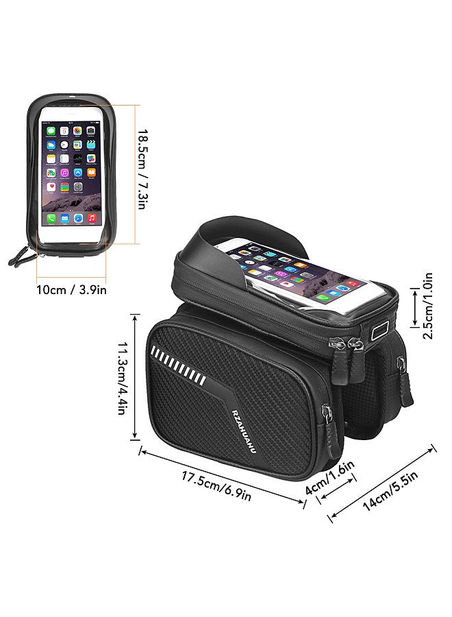 Generic Waterproof Bicycle Frame Bag Double Pouch Bike Top Tube Bag MTB Mountain Bike Cycling Pannier Bag Touchscreen Phone Case - Image 4