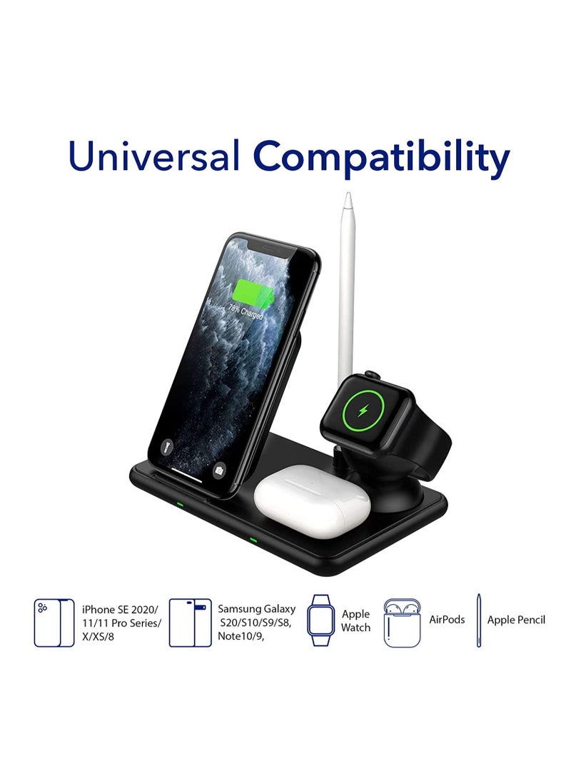 KASTWAVE 4-in-1 Wireless Charging Stations, 15W Multi-Device Wireless Folding Fast Charging Station, Multi-Function Fast Charging for Smartphone, Smartwatch, Earphones, and Stylus Pens - Image 3