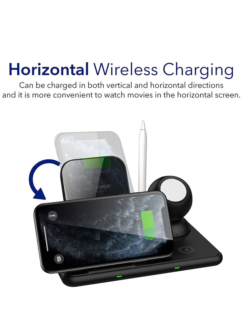 KASTWAVE 4-in-1 Wireless Charging Stations, 15W Multi-Device Wireless Folding Fast Charging Station, Multi-Function Fast Charging for Smartphone, Smartwatch, Earphones, and Stylus Pens - Image 4