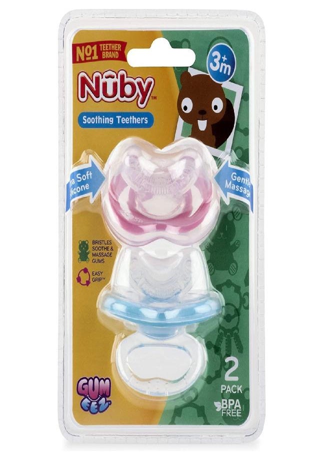 Nuby Nuby 2-Pack Gum-EEZ Pacifier Teethers, Pink/Aqua  - Image 2