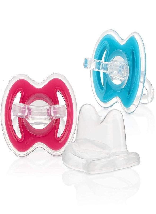 Nuby Nuby 2-Pack Gum-EEZ Pacifier Teethers, Pink/Aqua  - Image 1