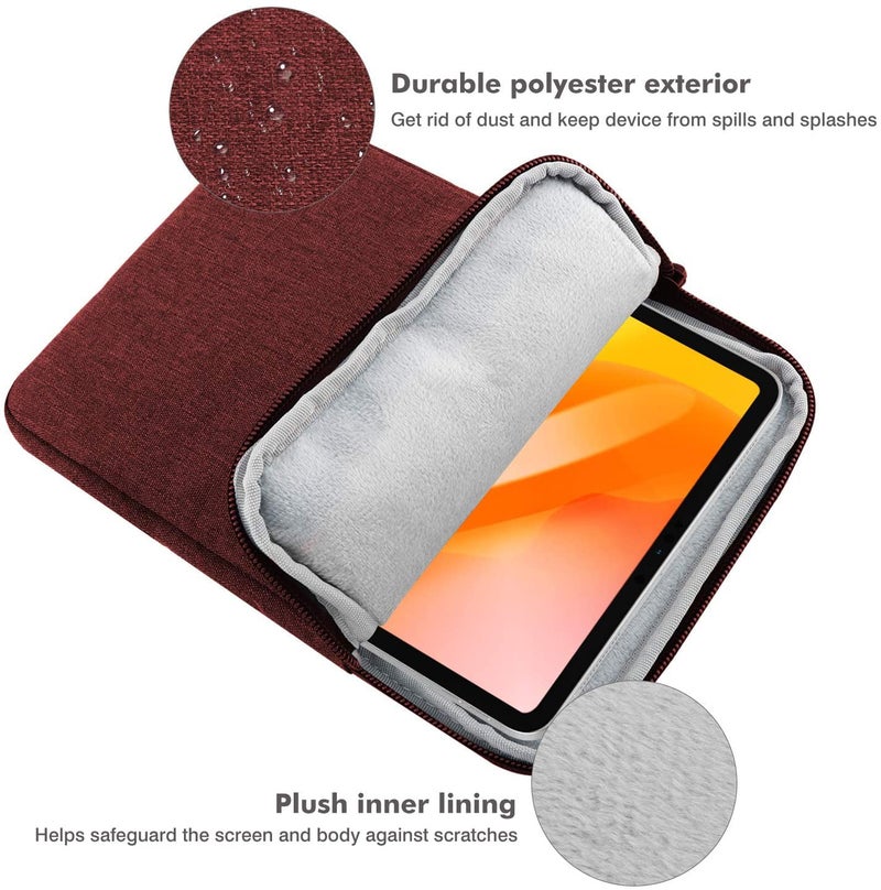 MOCA 7-8 Inch Tablet Sleeve Case, Universal Protective Pouch for iPad mini 6 8.3 and Galaxy Tab 8 Inch, Shockproof Soft Lining, Slim Lightweight Zipper Tablet Carrying Bag (Wine Red) - Image 4