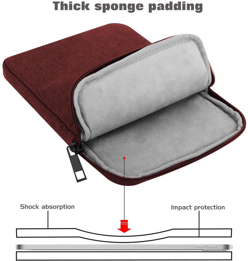 MOCA 7-8 Inch Tablet Sleeve Case, Universal Protective Pouch for iPad mini 6 8.3 and Galaxy Tab 8 Inch, Shockproof Soft Lining, Slim Lightweight Zipper Tablet Carrying Bag (Wine Red) - Image 3