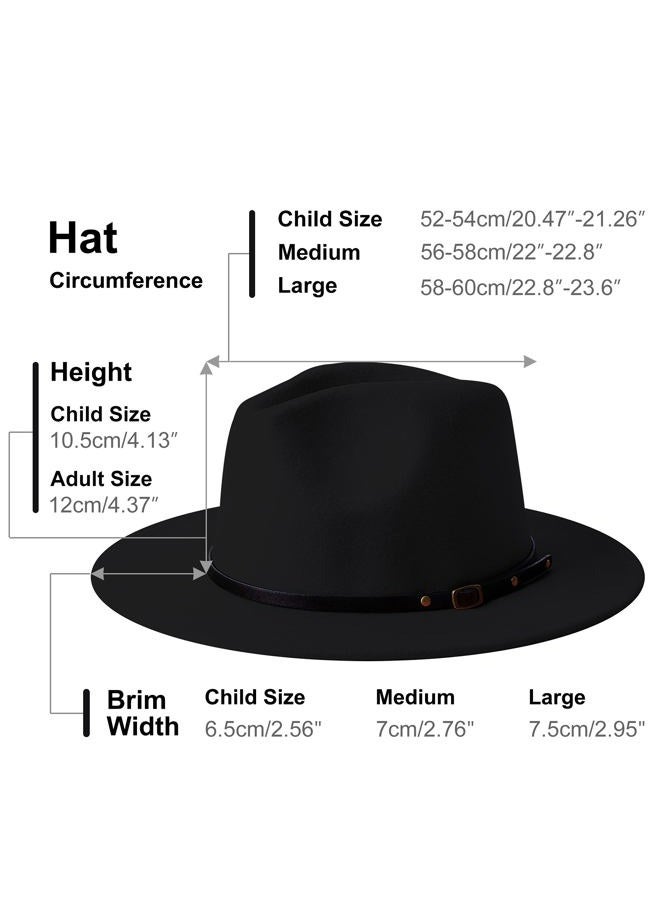 KUJUHA Wide Brim Fedora Hats for Women Men Two Tone Dress Hat Felt Panama Hat in Two Audlt Size, Black&blue, Small-Medium - Image 2