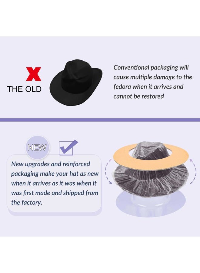 KUJUHA Wide Brim Fedora Hats for Women Men Two Tone Dress Hat Felt Panama Hat in Two Audlt Size, Black&blue, Small-Medium - Image 5