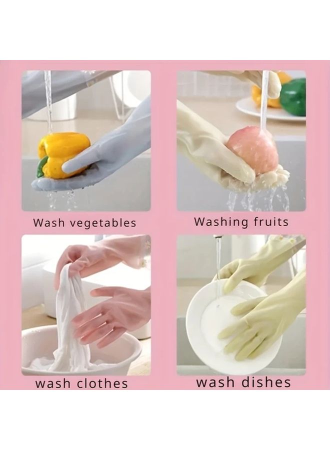 Blue Floral Long Sleeve PVC Cleaning Gloves Waterproof Non Slip Durable Kitchen Household Dishwashing Laundry - Image 5