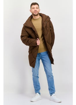 Men Quilted Puffer Jacket, Brown