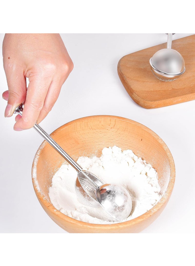 HW Flour Sifter, Stainless Steel Flour Sifter for Baking, One Handed Operation Baking Sifters, Great Flour Sieve Bakers Dusting Wand for Quick Sifting Cakes and Spices , FSB-20 - Image 2