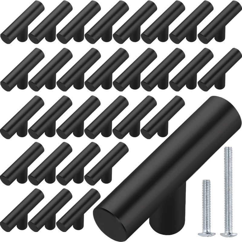 Beieverluck 50 Pack Black Cabinet Knobs Drawer Knobs 2in Stainless Steel Cabinet Door Handles and Pulls for Drawers Dresser Kitchen Bedroom Furniture - Image 2