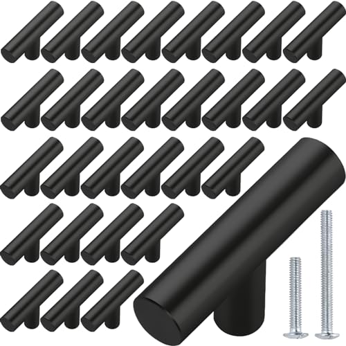 Beieverluck 50 Pack Black Cabinet Knobs Drawer Knobs 2in Stainless Steel Cabinet Door Handles and Pulls for Drawers Dresser Kitchen Bedroom Furniture - Image 1
