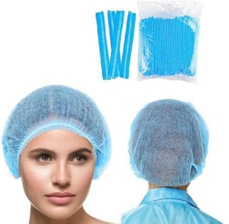 Control D Stretchable, Disposable Non-Woven Bouffant Caps/Surgical Head Caps/Cooking Caps (Blue, Pack of 100) - Image 5