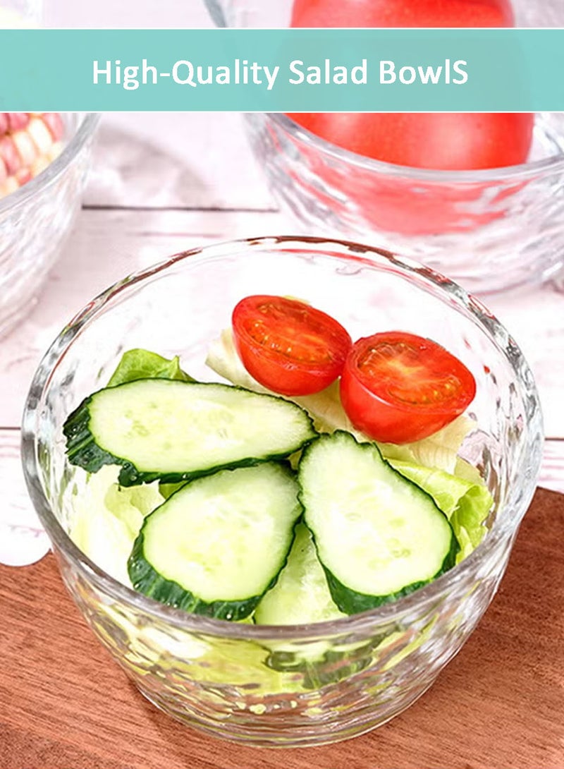 EzzySo 5 قطع أوعية زجاجية سميكة شفافة متعددة الوظائف مقاومة للحرارة مجموعة أدوات المائدة بما في ذلك وعاء زجاجي شفاف مع غطاء و 4 أوعية متعددة الأغراض للمطبخ السلطة الفاكهة - Image 3