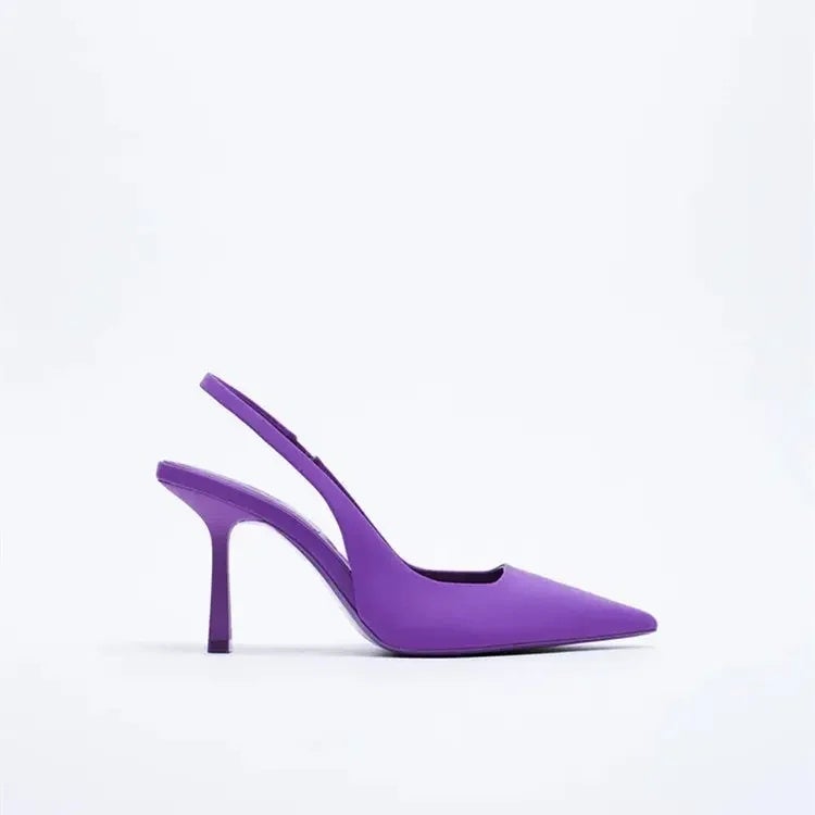 Spring 2022 New Pointed Fine Heeled Mid-Heeled Shoes Rear Empty Heeled Sandals High Heeled Shoes Green Women''s Shoes - Image 3