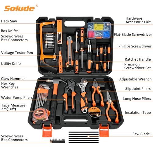 SOLUDE Tool Set,148-Piece Home Repair Tool Kit for Men Women College Students,Household Basic Hand Tool Sets with Case for Home Maintenance,Dorm Essentials and DIY Projects - Image 2