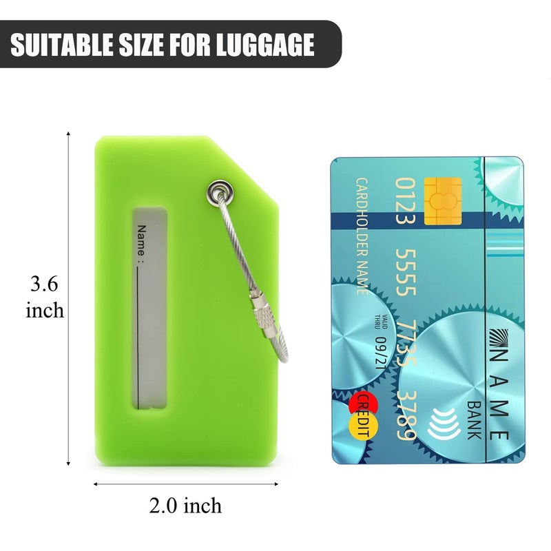 MODENGKONGJIAN 7 Pack Silicone Luggage Tag Baggage Handbag Travel Bag Tags with Name ID Card Perfect to Quickly Spot Luggage Suitcases (Green) - Image 3