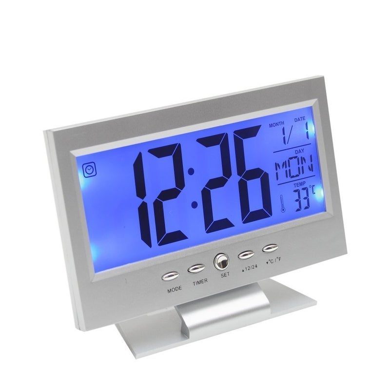 Royals Abstract Plastic Digital LCD Clock with Calendar Temperature Sensor Alarm for Table and Study Desk Random Colour - Image 1